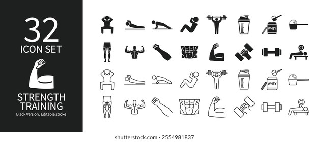 Icon set related to strength training