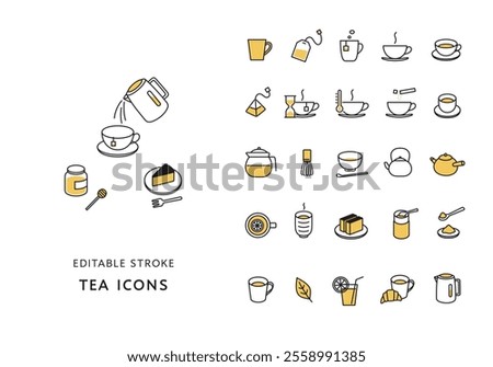 Icon set related to tea