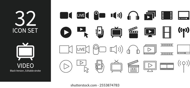 Icon set related to video