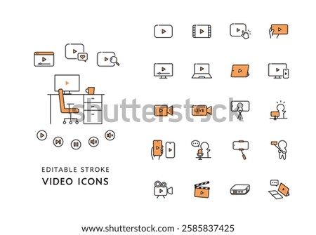 Icon set related to video playback