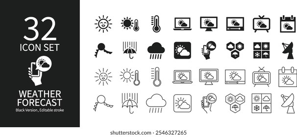 Icon set related to weather forecast
