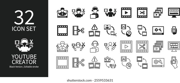 Icon set related to YouTube