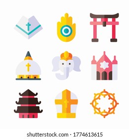 Icon Set Religion für verschiedene Jahreszeiten Farbe