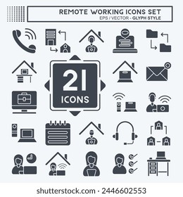 Icon Set Remote Working. related to Technology symbol. glyph style. simple design illustration