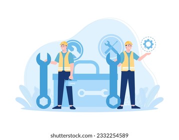 icon set repair trending concept flat illustration