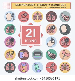 Icon Set Respiratory Therapy. related to Healthy symbol. color mate style. simple design editable. simple illustration