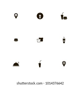 icon set Restaurant with bakery, hot, fastfood location and burger