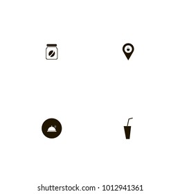 icon set Restaurant with bean, coffee, location and cool