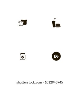 icon set Restaurant with beans, fast food, soda and burger and coffee