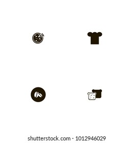 icon set Restaurant with beans, pizza, tasty and cook
