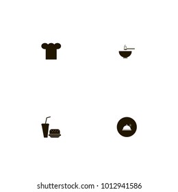 icon set Restaurant with bowl, spoon, dish and cook