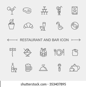 Icon Set For Restaurant, Cafe And Bar