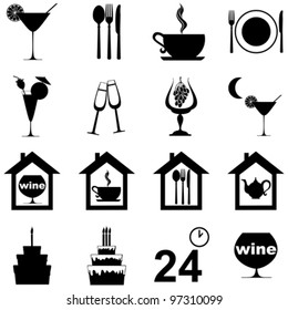 icon set for restaurant, cafe and bar isolated on white background. Vector Illustration