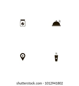 icon set Restaurant with cafe location, tasty, jar and drink