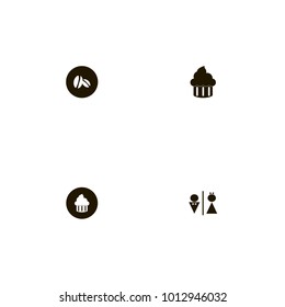 icon set Restaurant with cake, bakery, cupcake and beans