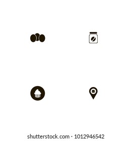 icon set Restaurant with cake, chicken, coffee and fastfood location