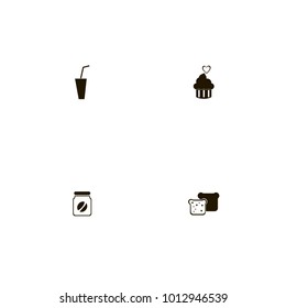 icon set Restaurant with cake, soda, drink and bakery