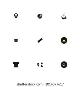 icon set Restaurant with candy, cook, cafe location and pizza