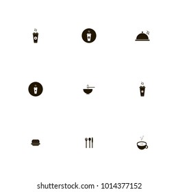 icon set Restaurant with coffee, dish, tasty and fork