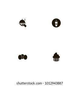 icon set Restaurant with coffee, hand, dish on hand and bakery