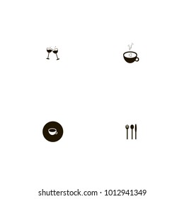 icon set Restaurant with coffee, tea, knife and drink