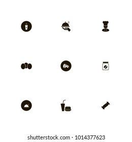 icon set Restaurant with cook, soda, burger and dish