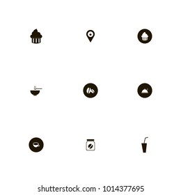 icon set Restaurant with cool, cup, jar and beans