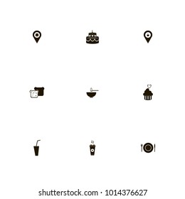 icon set Restaurant with cool, soda, cake and location