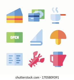 Icon Set Restaurant für verschiedene Jahreszeiten Farbe.