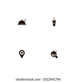 icon set Restaurant with dish, hand, dish on hand and drink