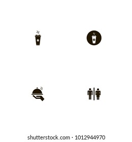 icon set Restaurant with dish on hand, hot, drink and hand