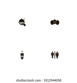 icon set Restaurant with dish, restroom, drink and eggs