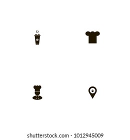 icon set Restaurant with drink, coffee, hot and location
