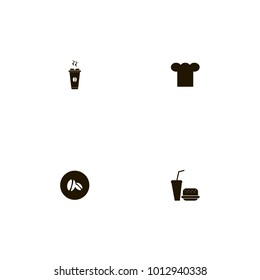 icon set Restaurant with drink, soda, cook and fast food