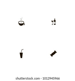 icon set Restaurant with drink, wine, tea and soda