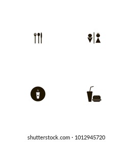 icon set Restaurant with fast food, burger, toilet and soda