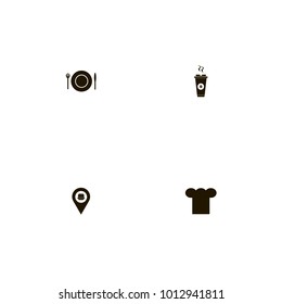 icon set Restaurant with knife, bean, location and fast food location