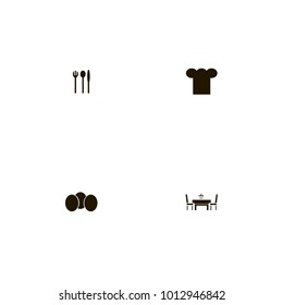 icon set Restaurant with knife, fork, wine and table and chairs