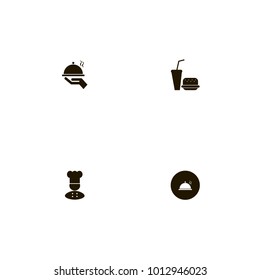 icon set Restaurant with soda, soda and burger, hand and chef