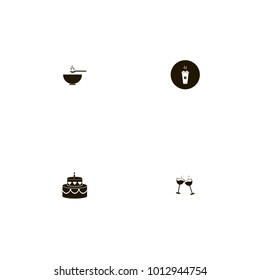 icon set Restaurant with soup, hot, bowl and wedding