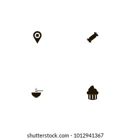 icon set Restaurant with tasty, bakery, spoon and bowl