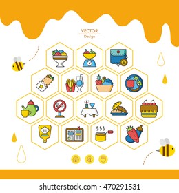 icon set restaurant vector
