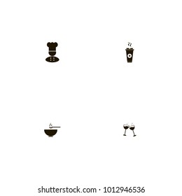 icon set Restaurant with wine, hot, spoon and chef
