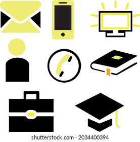 Icon set for resume, contact, graduate, phone, profil