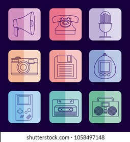 Icon set of Retro devices concept 