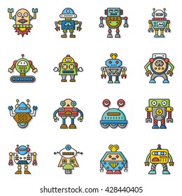 icon set robot vector
