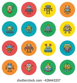 icon set robot vector