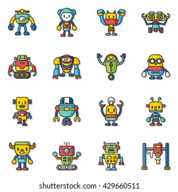 icon set robot vector