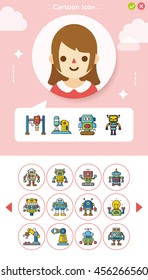 icon set robot vector