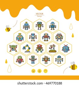 icon set robot vector